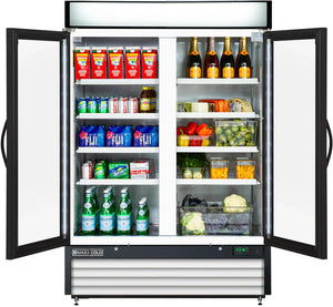 Maxx Cold - 48 Cu ft. White Glass Double Door Merchandiser Refrigerator - MXM2-48RHC