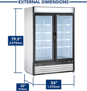 Maxx Cold - 48 Cu ft. White Glass Double Door Merchandiser Refrigerator - MXM2-48RHC