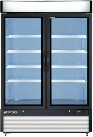 Maxx Cold - 48 Cu ft. White Glass Double Door Merchandiser Refrigerator - MXM2-48RHC