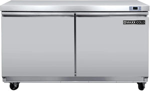 Maxx Cold - 48" Stainless Steel Double Door Undercounter Freezer - MXSF48UHC