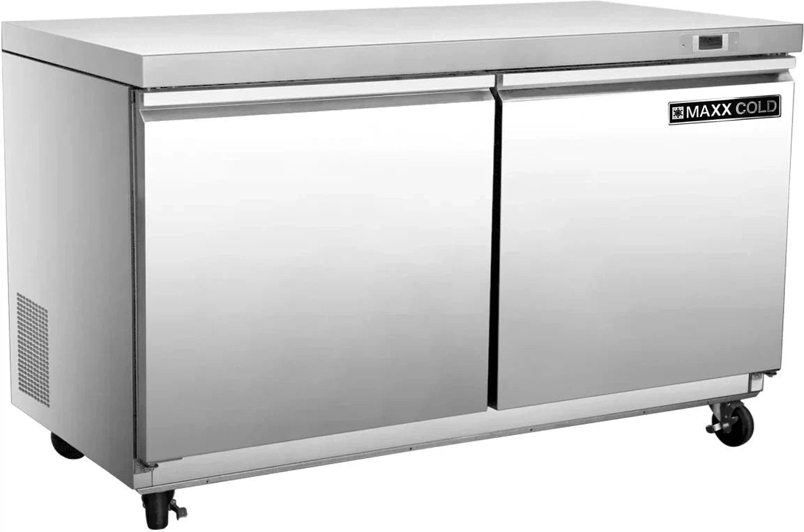 Maxx Cold - 48" Stainless Steel Double Door Undercounter Freezer - MXSF48UHC