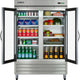 Maxx Cold - 49 cu ft. Stainless Steel Glass Double Door Bottom Mount Reach-In Refrigerator - MXCR-49GDHC