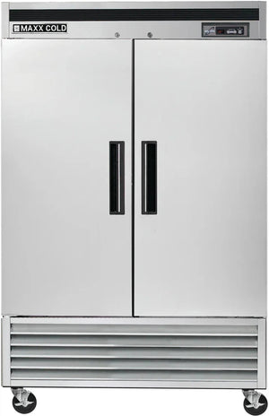 Maxx Cold - 49 cu ft. Stainless Steel Solid Double Door Bottom Mount Reach-In Freezer - MCF-49FDHC