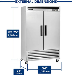 Maxx Cold - 49 cu ft. Stainless Steel Solid Double Door Bottom Mount Reach-In Freezer - MCF-49FDHC