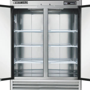 Maxx Cold - 49 cu ft. Stainless Steel Solid Double Door Bottom Mount Reach-In Freezer - MCF-49FDHC