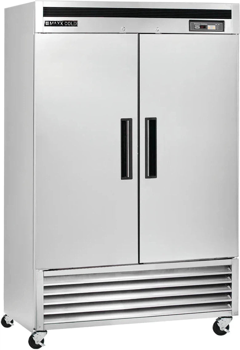 Maxx Cold - 49 cu ft. Stainless Steel Solid Double Door Bottom Mount Reach-In Freezer - MCF-49FDHC