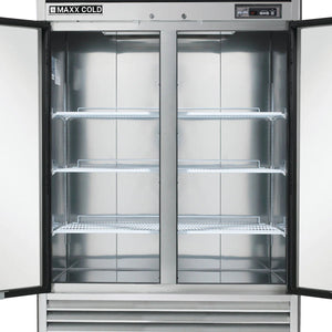 Maxx Cold - 49 cu ft. Stainless Steel Solid Double Door Bottom Mount Reach-In Refrigerator - MCR-49FDHC