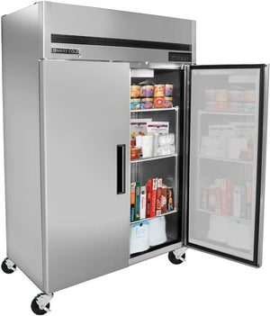 Maxx Cold - 49 cu ft. Stainless Steel Solid Double Door Top Mount Reach-In Freezer - MCFT-49FDHC