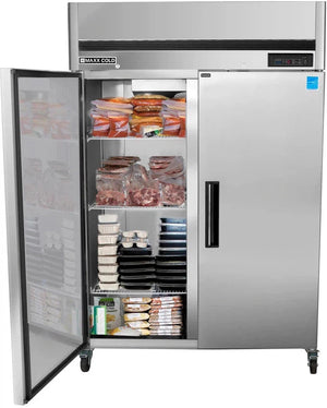 Maxx Cold - 49 cu ft. Stainless Steel Solid Double Door Top Mount Reach-In Freezer - MCFT-49FDHC