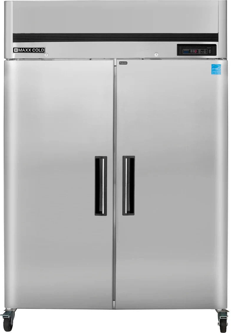 Maxx Cold - 49 cu ft. Stainless Steel Solid Double Door Top Mount Reach-In Freezer - MCFT-49FDHC