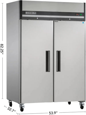 Maxx Cold - 49 cu ft. Stainless Steel Solid Double Door Top Mount Reach-In Freezers - MXCF-49FDHC