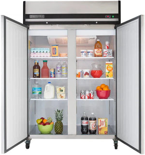 Maxx Cold - 49 cu ft. Stainless Steel Solid Double Door Top Mount Reach-In Refrigerators - MCRT-49FDHC