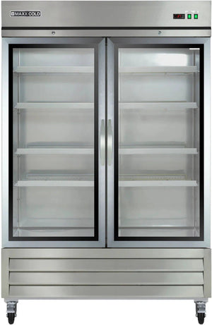 Maxx Cold - 49 cu. ft. Single and Glass Door Bottom Mount Reach-In Refrigerators - MXSR-49GDHC