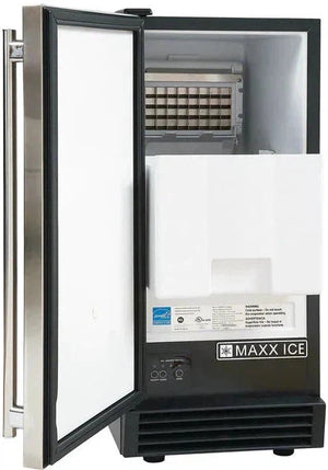 Maxx Cold - 50 lb Black Stainless Steel Premium ADA Indoor Self-Contained Ice Machine - MIM50P-ADA