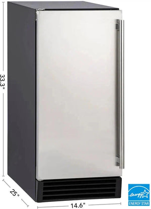 Maxx Cold - 50 lb Black Stainless Steel Premium Indoor Self-Contained Ice Machine - MIM50P