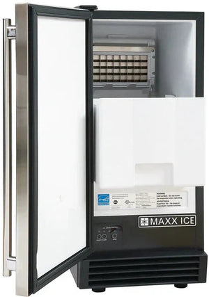 Maxx Cold - 50 lb Black Stainless Steel Premium Indoor Self-Contained Ice Machine - MIM50P