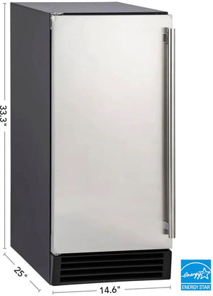 Maxx Cold - 50 lb Black Stainless Steel Self-Contained Ice Machine - MIM50