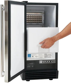 Maxx Cold - 50 lb Black Stainless Steel Self-Contained Ice Machine - MIM50