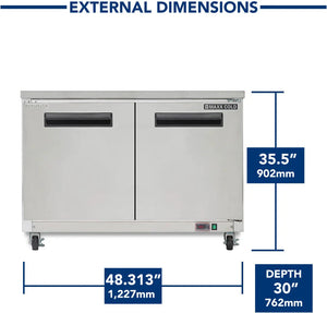 Maxx Cold - 60" Double Door Undercounter Refrigerator - MXCR60UHC