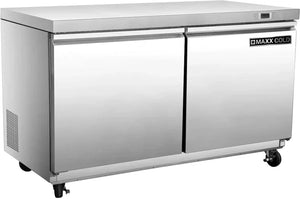 Maxx Cold - 60" Stainless Steel Double Door Undercounter Freezer - MXSF60UHC