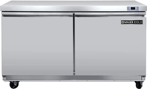 Maxx Cold - 60" Stainless Steel Double Door Undercounter Refrigerator - MXSR60UHC