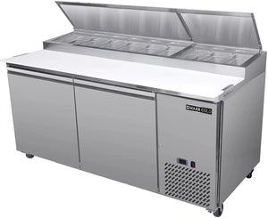 Maxx Cold - 70" Stainless Steel Double Door Pizza Prep Table - MXSPP70HC