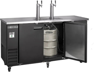 Maxx Cold - 72", 3 Barrel/Keg Black Two Tower Beer Dispenser - MXBD72-2BHC