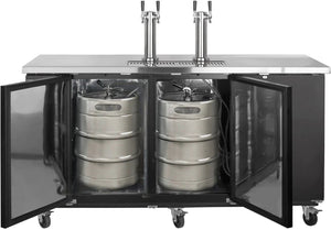 Maxx Cold - 72", 3 Barrel/Keg Black Two Tower Beer Dispenser - MXBD72-2BHC