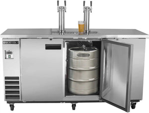 Maxx Cold - 72", 3 Barrel/Keg Stainless Steel Two Tower Beer Dispenser - MXBD72-2SHC