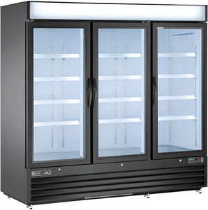 Maxx Cold - 72 Cu ft. Black Glass Triple Door Merchandiser Refrigerator - MXM3-72RBHC