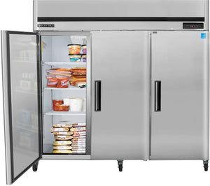 Maxx Cold - 72 cu ft. Stainless Steel Solid Triple Door Bottom Mount Reach-In Freezer - MCFT-72FDHC