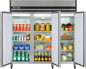 Maxx Cold - 72 cu ft. Stainless Steel Solid Triple Door Top Mount Reach-In Freezer - MXCF-72FDHC