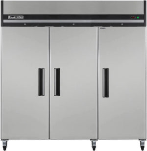 Maxx Cold - 72 cu ft. Stainless Steel Solid Triple Door Top Mount Reach-In Refrigerator - MXCR-72FDHC