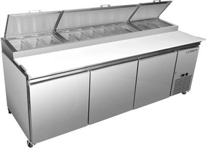 Maxx Cold - 92" Stainless Steel Triple Door Pizza Prep Table - MXSPP92HC