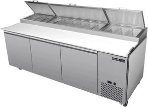 Maxx Cold - 92" Stainless Steel Triple Door Pizza Prep Table - MXSPP92HC