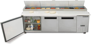 Maxx Cold - 92 Triple Door Refrigerated Pizza Prep Table - MXCPP92HC