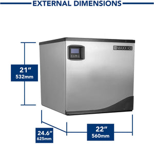 Maxx Cold - Intelligent Series 360 lb Stainless Steel Half-Dice Modular Ice Machine - MIM360N