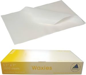 McNairn - 5.5" x 9" Waxies Waxed Tissue in Dispenser Box, 1000 Pcs. Per Box, Pack of 12 - 103101