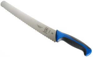 Mercer - 10" Japanese Steel Wavy Edge Wide Bread Knife with Blue Handle - M23210BL