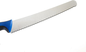 Mercer - 10" Japanese Steel Wavy Edge Wide Bread Knife with Blue Handle - M23210BL