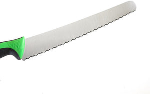 Mercer - 10" Japanese Steel Wavy Edge Wide Bread Knife with Green Handle - M23210GR