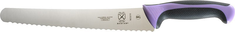 Mercer - 10" Japanese Steel Wavy Edge Wide Bread Knife with Purple Handle - M23210PU