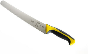 Mercer - 10" Japanese Steel Wavy Edge Wide Bread Knife with Yellow Handle - M23210YL