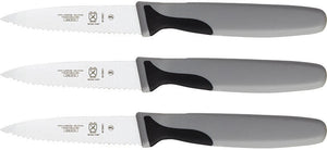 Mercer - 3" Japanese Steel Gray Slim Serrated Paring Knife, Pack Of 3 - M19903