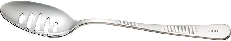 Mercer - 7.8" Stainless Steel Plating Spoon with Slotted Bowl - M35141