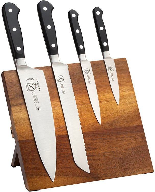 Mercer - 9.5" x 8.6" x 0.75" Acacia Magnetic Board with German Steel Knives, Set Of 5 - M21970AC