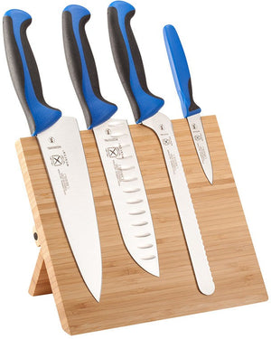 Mercer - 9.5" x 8.6" x 0.75" Bamboo Magnetic Board with Japanese Steel Knives with Blue Handle, Pack Of 5 - M21981BL