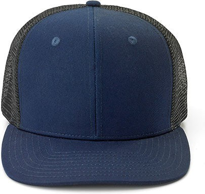 Mercer - Cotton Navy Blue Customisation 6-Panel Trucker Cap with Nylon Mesh Back - M60135NB