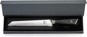 Mercer - Damascus Style 8" Super Steel Bread Knife with Black G10 Handle - M13789