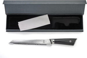 Mercer - Damascus Style 8" Super Steel Bread Knife with Black G10 Handle - M13789